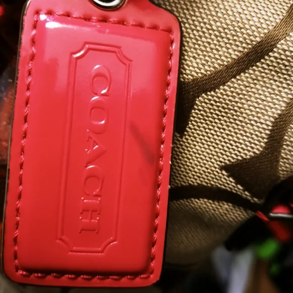 COACH  A1381 F22941 Ltd. Ed. Daisy Signature Crossbody/Tote- Khaki, Raspberry - Picture 2 of 16